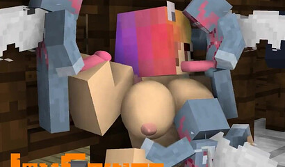 Threesome sex in Minecraft