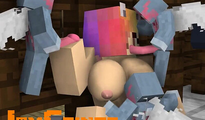 Threesome sex in Minecraft