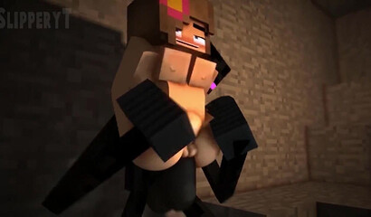 Sex and cumshot inside in Minecraft