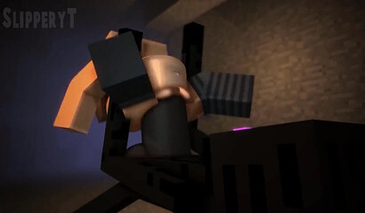 Sex and cumshot inside in Minecraft