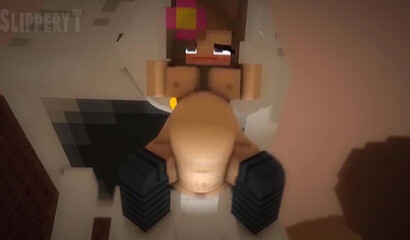Sex and cumshot inside in Minecraft