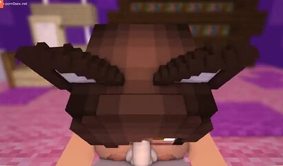 Porn with a kitty in Minecraft