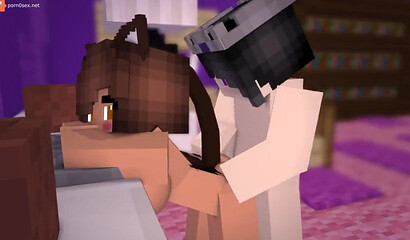 Porn with a kitty in Minecraft