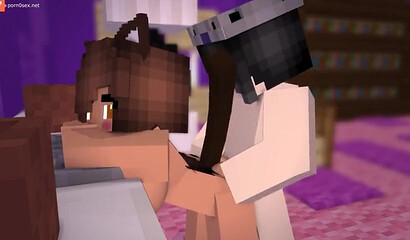 Porn with a kitty in Minecraft