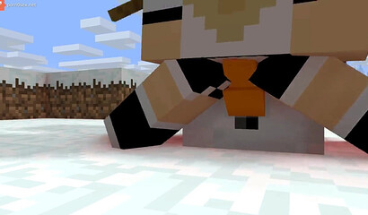 A girl from Minecraft climbed on a carrot to a Snowman