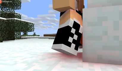 A girl from Minecraft climbed on a carrot to a Snowman
