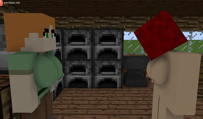 Lesbians with a strap-on in Minecraft