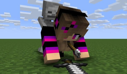 Zombie fucks a girl in a Minecraft game