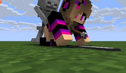 Zombie fucks a girl in a Minecraft game