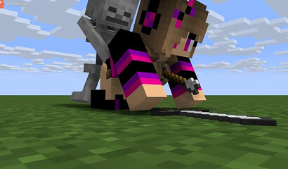 Zombie fucks a girl in a Minecraft game