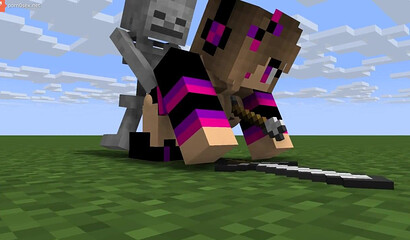 Zombie fucks a girl in a Minecraft game