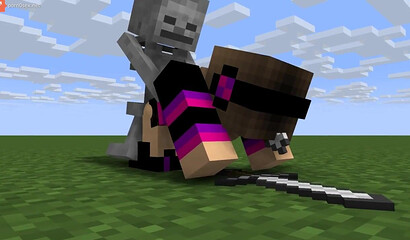 Zombie fucks a girl in a Minecraft game
