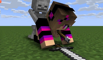 Zombie fucks a girl in a Minecraft game