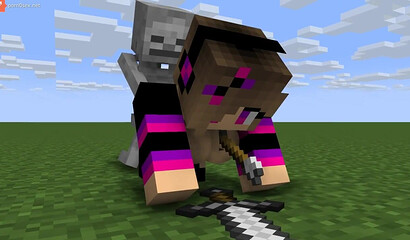 Zombie fucks a girl in a Minecraft game