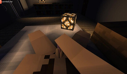 Girl in Minecraft masturbates pussy