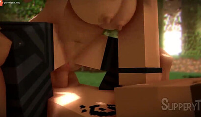 Sex in the garden with a cutie from Minecraft
