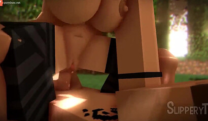 Sex in the garden with a cutie from Minecraft