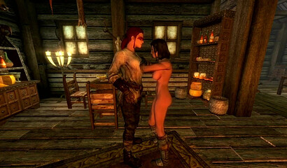Futanari and brunette Viking secluded themselves for sex, Skyrim porn cartoon