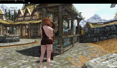 A warrior publicly rapes a red-haired girl in a bar in the porn game Skyrim