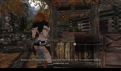 Red-haired bitch pays with her body for purchases in the porn game Skyrim