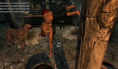 Characters from Skyrim are not shy and have public sex in a tavern