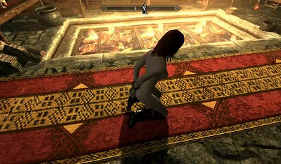 Medieval sex with a beautiful hunter in the porn game Skyrim