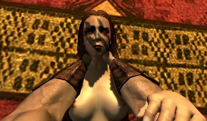 Medieval sex with a beautiful hunter in the porn game Skyrim