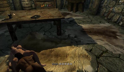 Beautiful blonde from the game Skyrim gives in to sex hypnosis