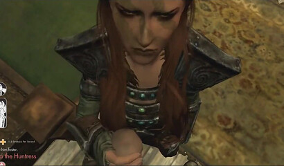 Sex in a brothel with a long-haired prostitute in the porn game Skyrim