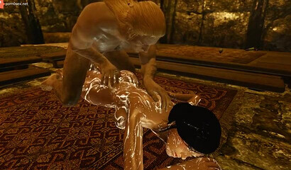 Skyrim 3D porn in the sauna with a young and hot prostitute