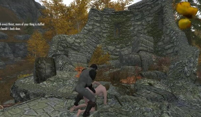 A savage fucks and kills a peasant woman in the medieval world of Skyrim