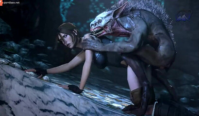 Lara Croft raped by evil monster in a cave, 3D porn