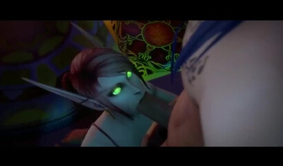 Drenea from the game Warcraft sucks a big cock and fucks with a lover