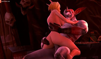 Orcs fuck skinny elves, debauchery in the world of World of Warcraft