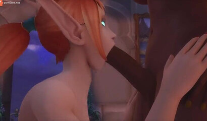 Futanari and beautiful elf enjoy anal sex, Warcraft porn