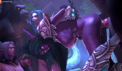 Fantastic elves and Drenea fuck in World of Warcraft