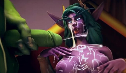 Warcraft porn! A huge orc cock fills a busty elf with sperm