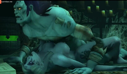 Warlock from the game World of Warcraft defeated and fucked a witch