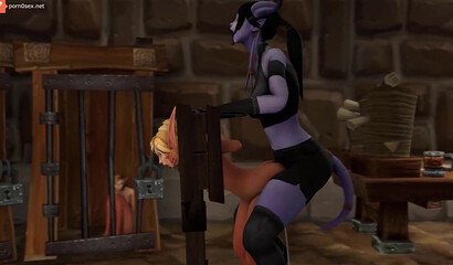 World of Warcraft porn with depraved futanari elves and Draenei