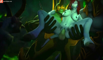 Lust and debauchery with Draenei and elves in the world of Warcraft