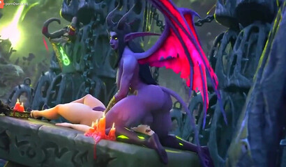 Lust and debauchery with Draenei and elves in the world of Warcraft