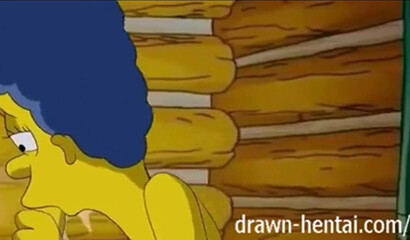 The simpsons triped in the snow