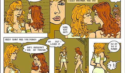 Sex comic: Viking fucks two sexy girls