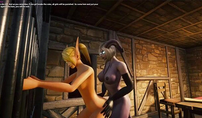 Elf girls and huge orcs fuck in Whorecraft porn cartoon