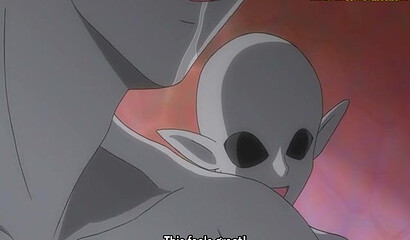 Anime girl is fucked by huge cock of alien monster