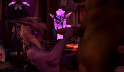 A huge orc fucks a beautiful elf girl from the game Warcraft with a big cock