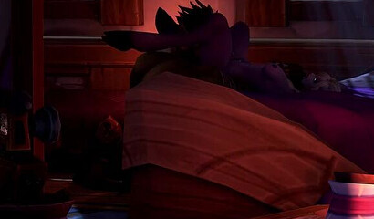 A huge orc fucks a beautiful elf girl from the game Warcraft with a big cock