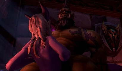 A huge orc fucks a beautiful elf girl from the game Warcraft with a big cock