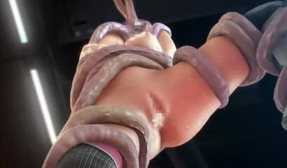 Alien monster tentacle-fucking girls on a spaceship