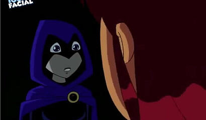 Lesbian anime: girlfriends Starfire and Raven fuck with strapon